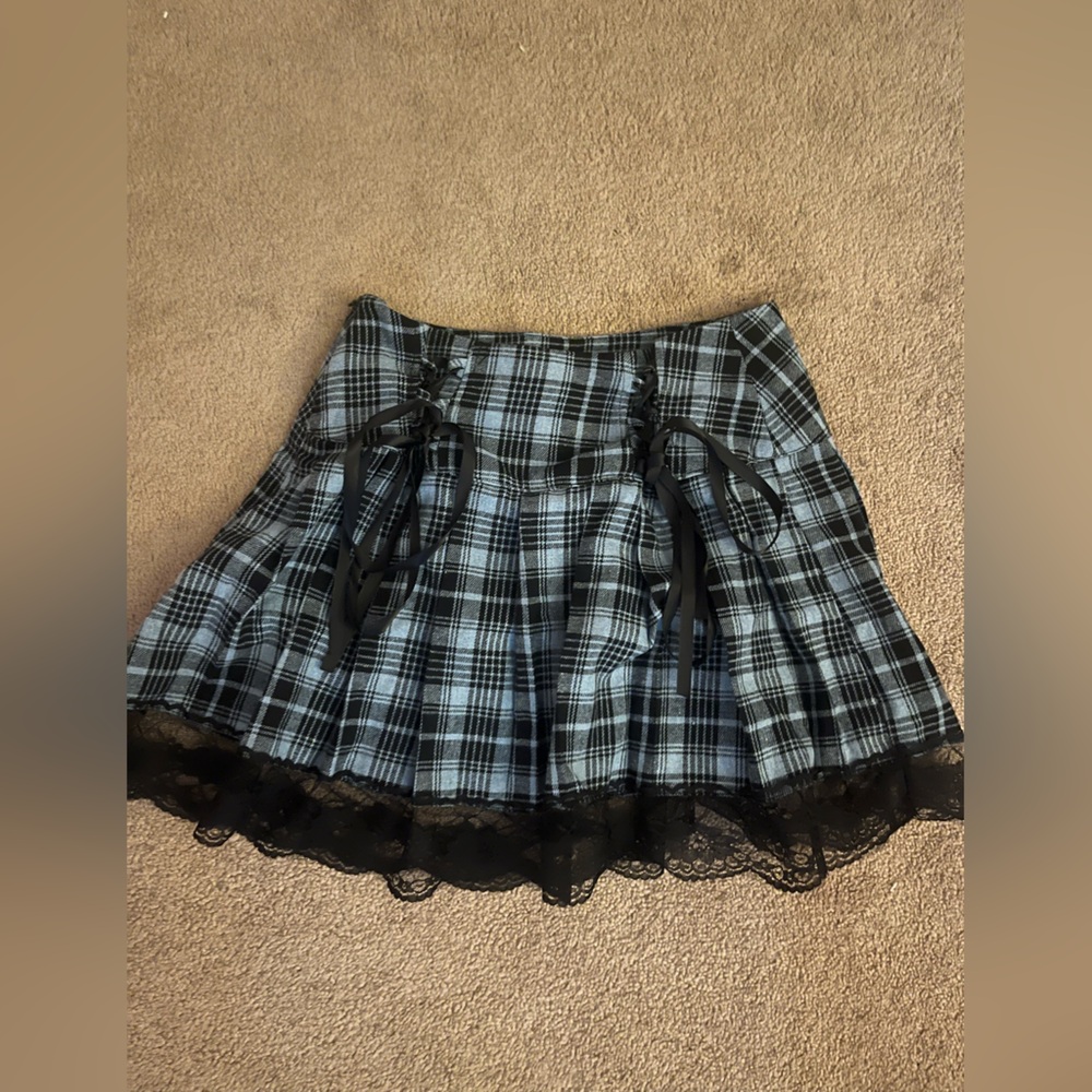 plaid lace bow skirt